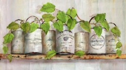 Ready to hang print - Vines in French Tins -(22.5 x 41cm) POSTAGE included Australia wide