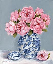 ORIGINAL Painting on Canvas - Pink Peonies - Postage included Aus wide
