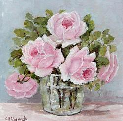 Original Painting on Canvas -Pink Roses - 20 x 20cm series