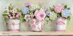 Original Painting on Panel - Mixture of flowers in pink and white pots - Postage is included Australia Wide