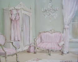 Original Whimsical Painting - The Elegant Bedroom - Postage is included Australia Wide