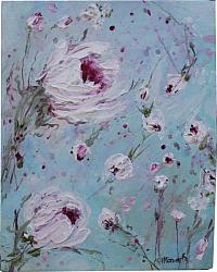Original Painting on Canvas - Scattered Flowers (B) - 20 x 25cm
