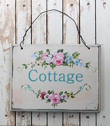 Sign - Cottage - with hand painted floral design