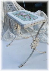 Vintage side table with Hand Painted Floral Design - Postage is included Australia Wide