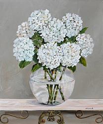 ORIGINAL Painting on Canvas - White Hydrangeas in a Bowl - postage included Australia wide