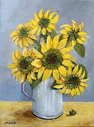 ORIGINAL Painting on Canvas - My Garden Sunflowers -Postage included Aus wide