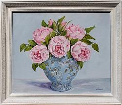 Original Painting - Temple Pot with Roses - postage included Australia wide