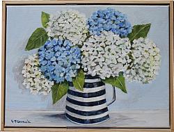 FRAMED - White and Blue Hydrangeas - Postage included Australia wide