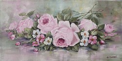 Original Painting on Canvas -"Resting Rose Blooms" - Postage is included Australia Wide