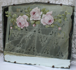 Hand Painted Roses on Vintage Mirror - Postage is included Australia Wide
