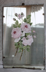 Hand Painted Vintage Roses on Old Mirror - Postage is included Australia Wide