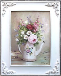 Original Painting - Flowers in an Enamel Coffee Pot - Postage is included in the price Australia wide