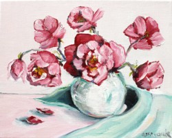 Original Painting on Canvas - Flower Love - 20 x 25cm