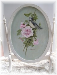 Original Painting in a Salvaged Oval Swing Mirror Stand
