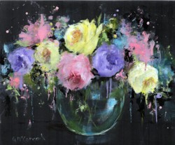 Original Painting on Panel - Pastel Rose Love