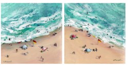 Original Paintings on Canvas - Beach themes - 20 x 20cm series - pair
