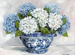 Ready to hang Print - Blue & White Hydrangeas July (29 x 39cm) FREE POSTAGE Australia wide