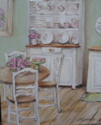 Original Whimsical Painting - The Shabby Chic Kitchen - Postage is included Australia Wide