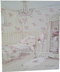 Original Whimsical Painting - The Shabby Chic Floral Guest Room - Postage is included Australia Wide