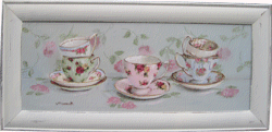 Original Painting - Cups and Saucers - FREE POSTAGE Australia wide