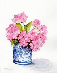 Water colour Original  - Pink Hydrangea