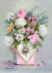 Original Painting - Flowers in a Vintage Pink Tin - Postage is included in the price Australia wide