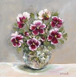 Original Painting on Canvas - Winter Pansies - Postage included Aus wide