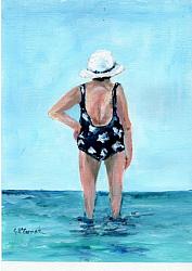 Original Painting on Canvas Paper - At the beach 1