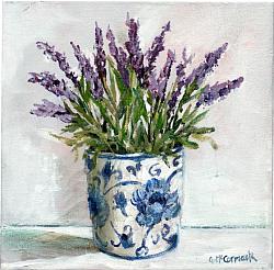 ORIGINAL Painting on Canvas - First of the Lavenders - 20 x 20cm series