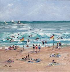 Original Painting on Canvas - Friends at the Beach - Free Postage Australia wide