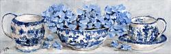 Original Painting on Canvas - Blue & White with Hydrangeas Shelfie - postage included Australia wide