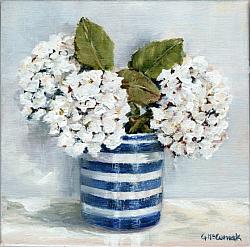 Original Painting on Canvas - White Hydrangea trio - 20 x 20cm series