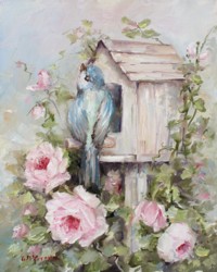 Bird House & Roses - Available as prints and gift cards