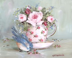 Bird in Tea Cup (A) - Available as prints and gift cards
