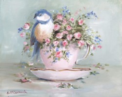 Bird in Tea Cup (B) - Available as prints and gift cards