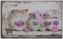 Original Painting on Chippy White Panel - Assorted China - Postage is included in the Price Australia wide