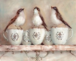 Birds on French Mugs - Available as prints and gift cards