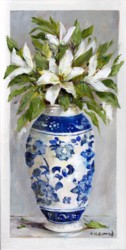 Ready to hang Print - Lilies in B & W Vase (39 x 19cm) FREE POSTAGE Australia wide