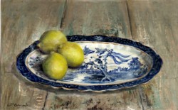 Original Painting on Panel - Lemons on Blue & White - sold