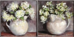 Pair of Original Paintings on Canvas - Rustic Jugs - 20 x 20cm series