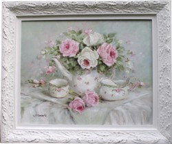Original Painting - English Tea Set & Roses - postage is included Australia wide
