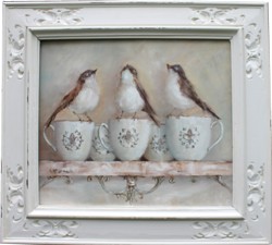 Original Painting - Birds on French Mugs - Postage is included Australia Wide