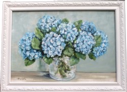 Original Painting - Blue Hydrangeas in Glass - Postage is included Australia Wide