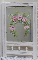 Original Painting - Roses on a Vintage Mirror - Postage is included Australia wide