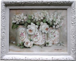 Original Painting - Whites in Vintage Tin Trio - Postage is included Australia Wide