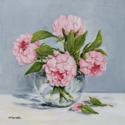 Original Painting on Canvas - "Four Peonies" - Postage included Australia wide