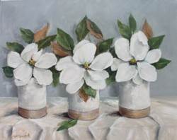 Original Painting on Canvas - Three Magnolias - Postage included Australia wide