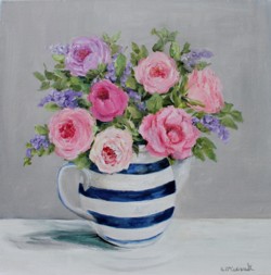 Original Painting on Canvas - Assortment of Roses in a Jug - Postage included Australia wide