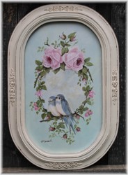 Original Painting - Birds Amongst The Roses -  Postage is included Australia wide