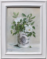 Original Painting - White Roses in French Pot - SOLD OUT